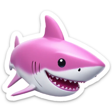 pink shark with glitter  sticker