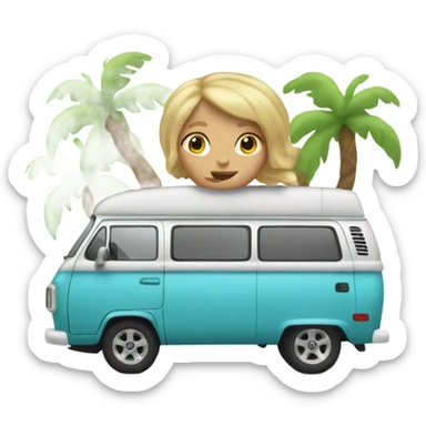 Blond surfer camping van sticker