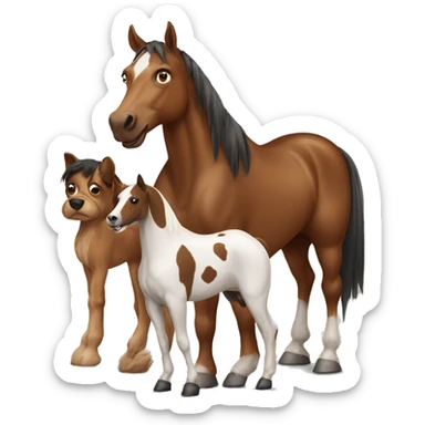 Brown horse with dog sticker