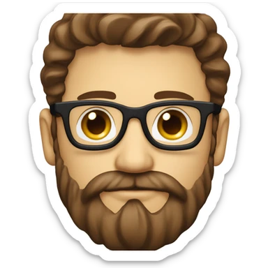 homme barbu yeux marrons lunette fin e doré sticker