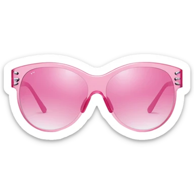 pink frameless wraparound sunglasses, Y2K fashion, single lens design sticker