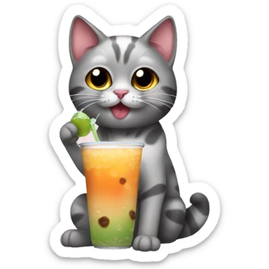 Cat drinking boba sticker
