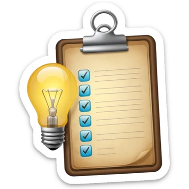 light bulb with a checklist sticker