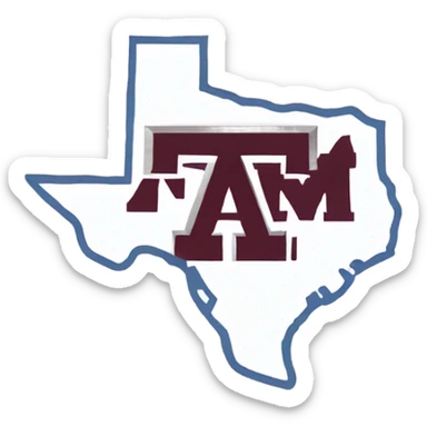 Texas A&M logo inside outline of Texas sticker