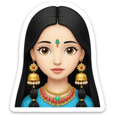 A jhumka girl with hair and face only passport size picture sticker