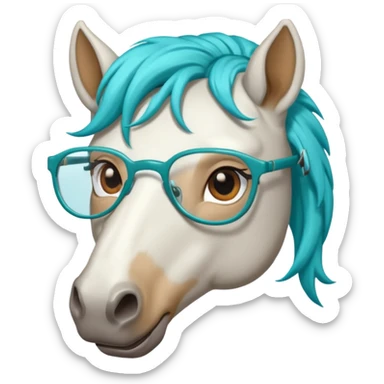 whitehorse head with turquoise hair and glasses sticker