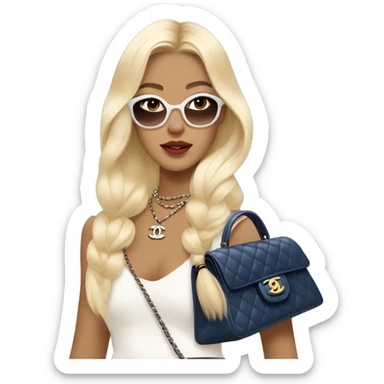 Blonde Chanel blue eyes Asian Girl with Birkin bag and Chanel necklace sticker