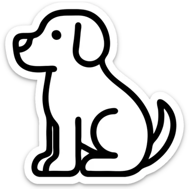brown and white cartoon dog outlined icon sticker