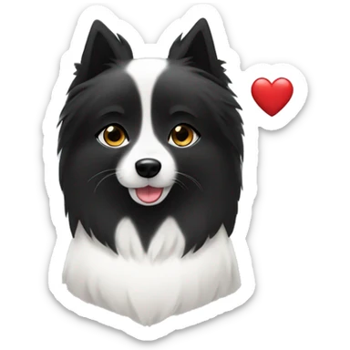 Japanese spitz dog white hug black hair girl heart sticker