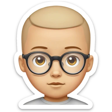 Kid that has glasses and has a buzz cut with a light skin tone  sticker