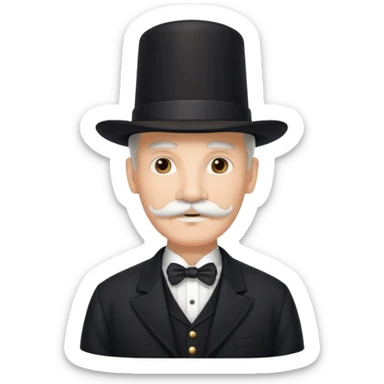 very big white moustachhe and typical 1900 black elegant clothes and hat .3/4 pose sticker