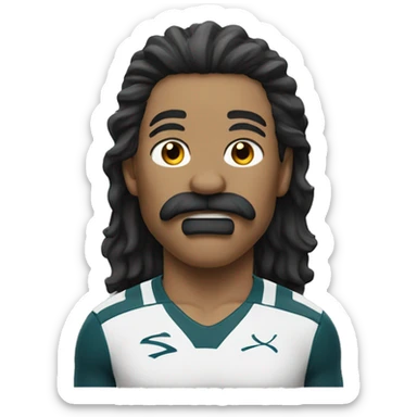 white athlete with a mustache and a mullet yelling  sticker