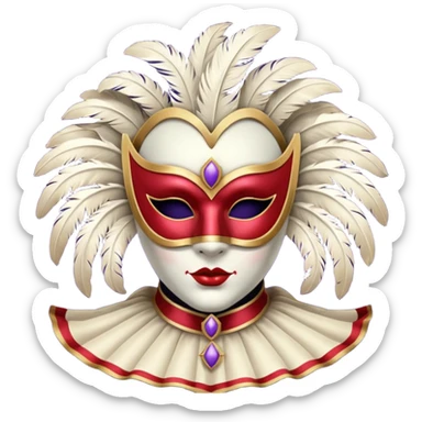 circus masked performer portrait, head and shoulders only, elegant carnival mask, dramatic costume collar, mysterious expression, 3D cartoon, mobile game icon style, clean background, no text, no watermark sticker