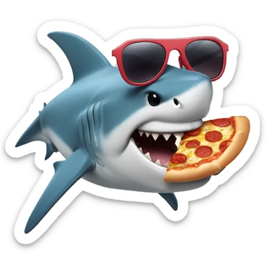 shark with cool sunglasses eating pizza sticker