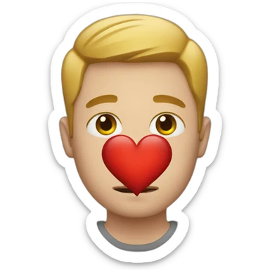 White man holding a broken heart sticker