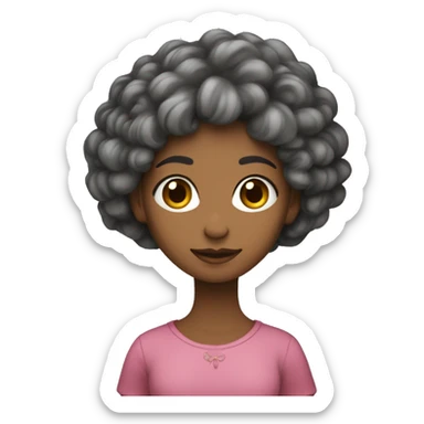 menina com pele parda, cabelo ondulado com franja sticker