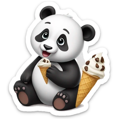 Panda eating ice cream sticker