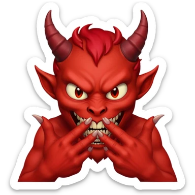 Devious Demon rubbing his hands together ￼ sticker