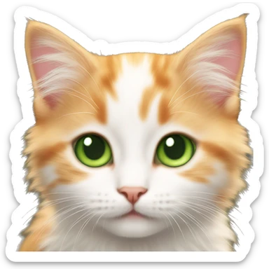 Fluffy Light Orange and white kitten with green eyes sticker