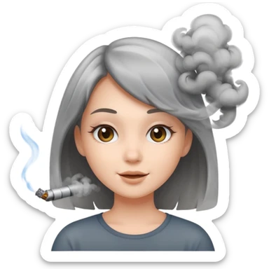 girl having fun with smoke sticker