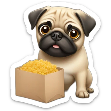 Pug delivering food  sticker