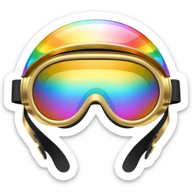 gold simulation rainbow visor goggles sticker