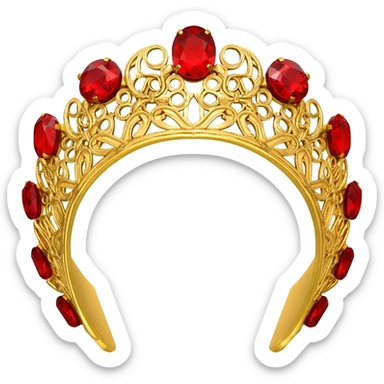 Gold tiara with red gems in a circle brosch/crest sticker