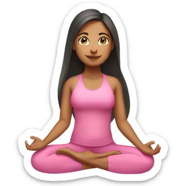 Hispanic girl with long straight hair wearing pink doing yoga sitting on yoga mat  sticker
