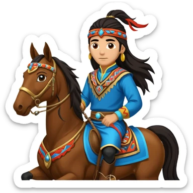 shaman riding horse wearing racing cloth black with number sticker