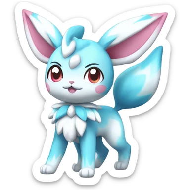 Kawaii Sylveon-Glaceon Full Body sticker
