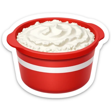Cottage cheese in a red container with a white stripe at top and bottom sticker