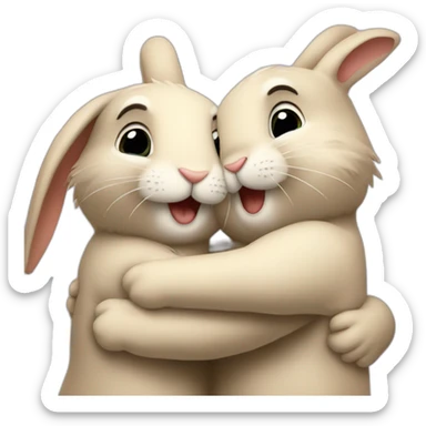 2 bunnies hugging sticker