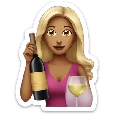 woman wine sticker