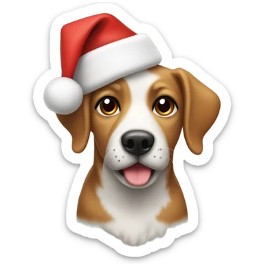 a dog wearing a christmas hat sticker