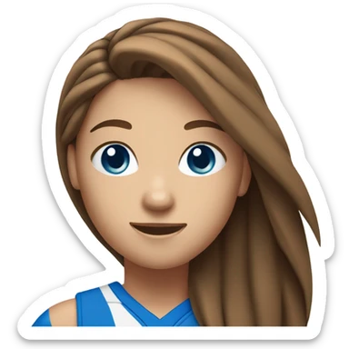 Volleyball girl with ball  and long brown hair and blue eyes  sticker