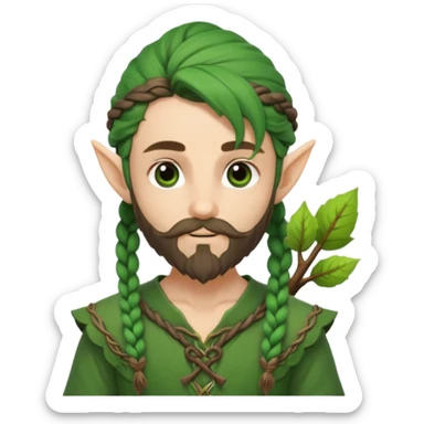 Forest elf with braided beard and bow sticker