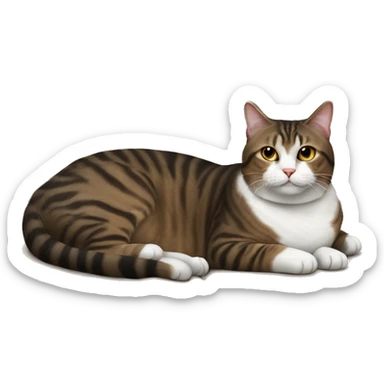 Fat Brown tabby cat on the couch sticker