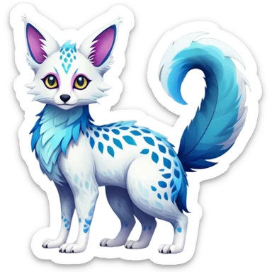 Feral Rare ethereal Fantasy vibrant colorful Vernid-Trico-species by LiLaiRa, random markings, tufted tail, tufted ears, full body sticker