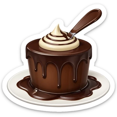hot fudge, simple, appetizing, chocolate sauce with a glossy look sticker