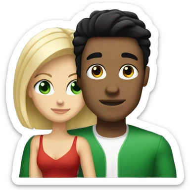 Couple he is Tunisian with black hair like Johnny Bravo and she is blonde Italian with green eyes sticker