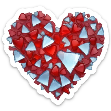 broken glass red heart full of broken glass sticker
