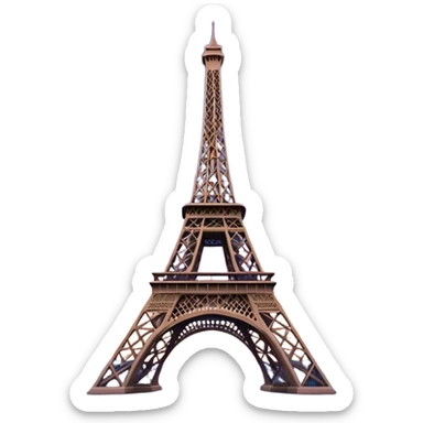 Cinematic Realistic Eiffel Tower Landmark Emoji, featuring the iron lattice structure illuminated against a twilight Parisian sky sticker