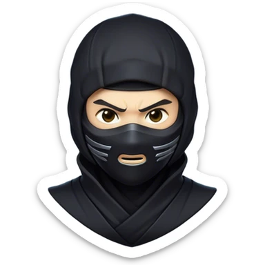 Clash of Clans aesthetic friendly Ninja Portrait Emoji, With a sleek, agile build clad in dark, stealthy attire and a determined gaze beneath a subtle mask, his face rendered in a natural skin tone (not yellow), Simplified yet sharply defined features, highly detailed, glowing with a cool, shadowy radiance, high shine, intelligent and stealthy, stylized with an air of ancient martial prowess, focused and alert, soft glowing outline, capturing the essence of a confident ninja ready to vanish into the shadows with effortless grace! sticker