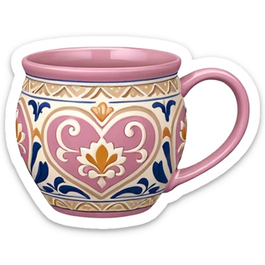 Pink white & beige Talavera mug sticker