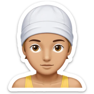 A swimmer with a preppy swim cap sticker