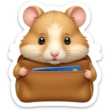 cartoon-style hamster melancholy expression opening his wallet to showcase nothing sticker