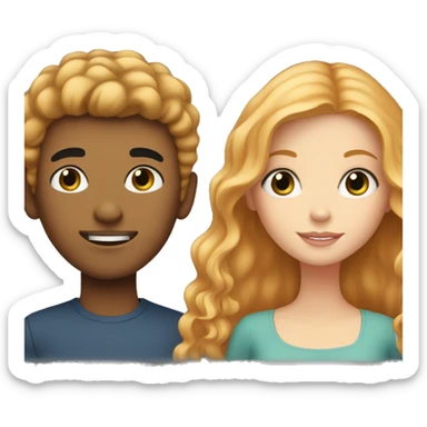 Strawberry blonde girl with a black haired boy sticker