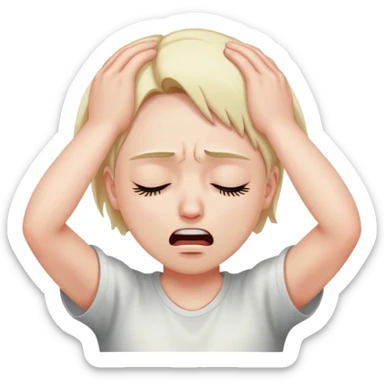 Face clutching head in agony and pain sticker