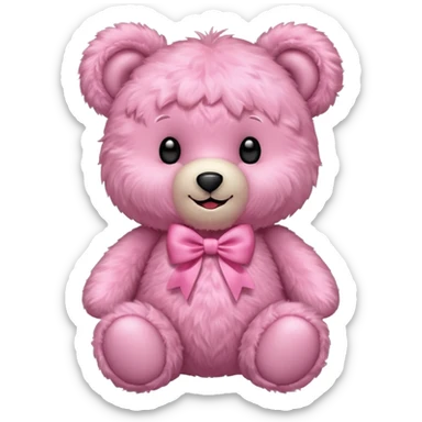 Aesthetic pink teddy with bow sticker