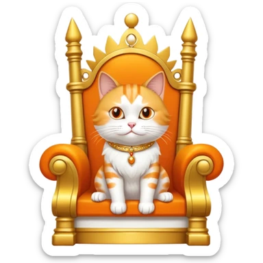 smug-looking cat sitting on a throne, looking like the boss of the house sticker